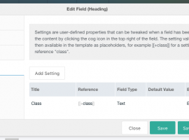 Component - Field - Settings